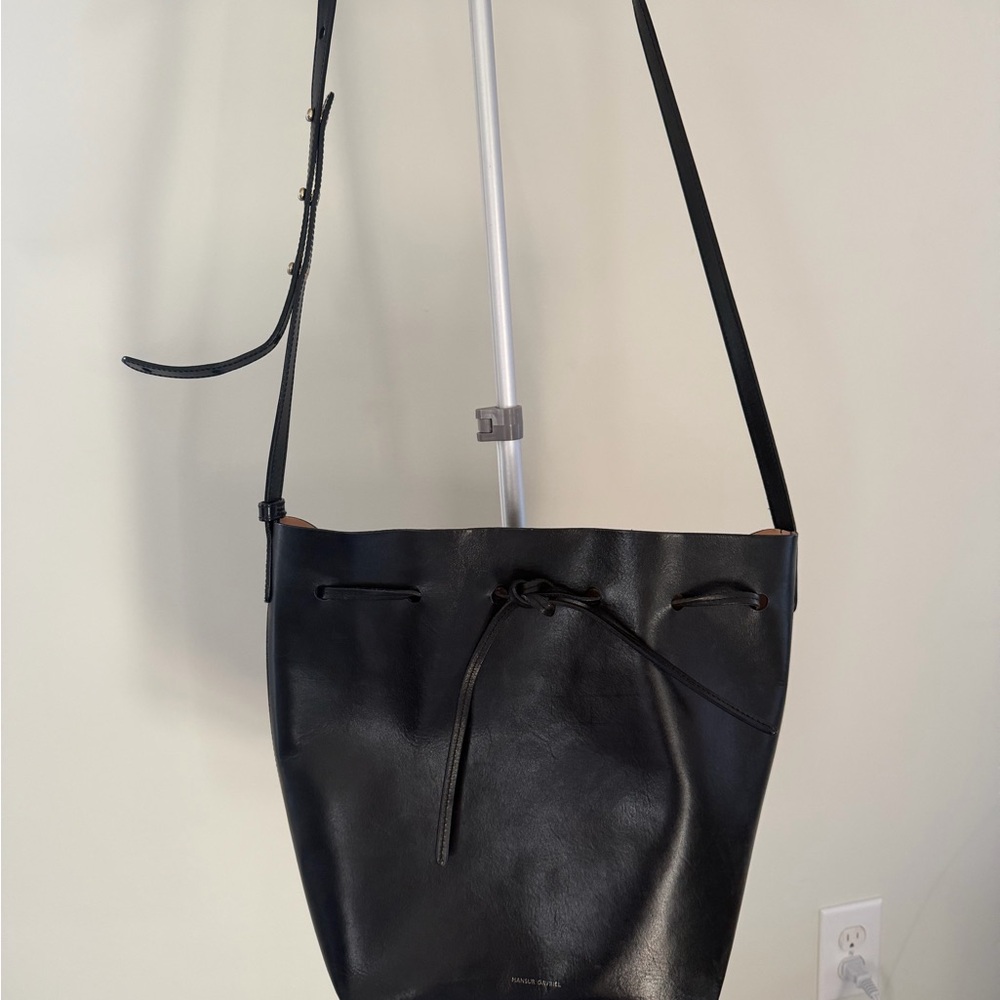 Mansur Gavriel Leather Bucket Bag in Black, Sz Lg - Picture 5 of 8